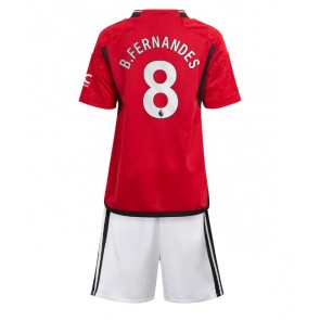 Manchester United Bruno Fernandes #8 Replika Babytøj Hjemmebanesæt Børn 2023-24 Kortærmet (+ Korte bukser)